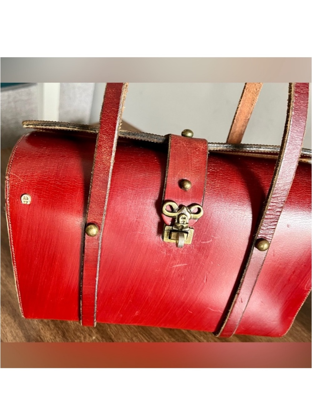 Vintage 50s Etienne Aigner ‘Antic Red’ Leather Turnlock Satchel w/ Original Tags - Picture 7 of 13